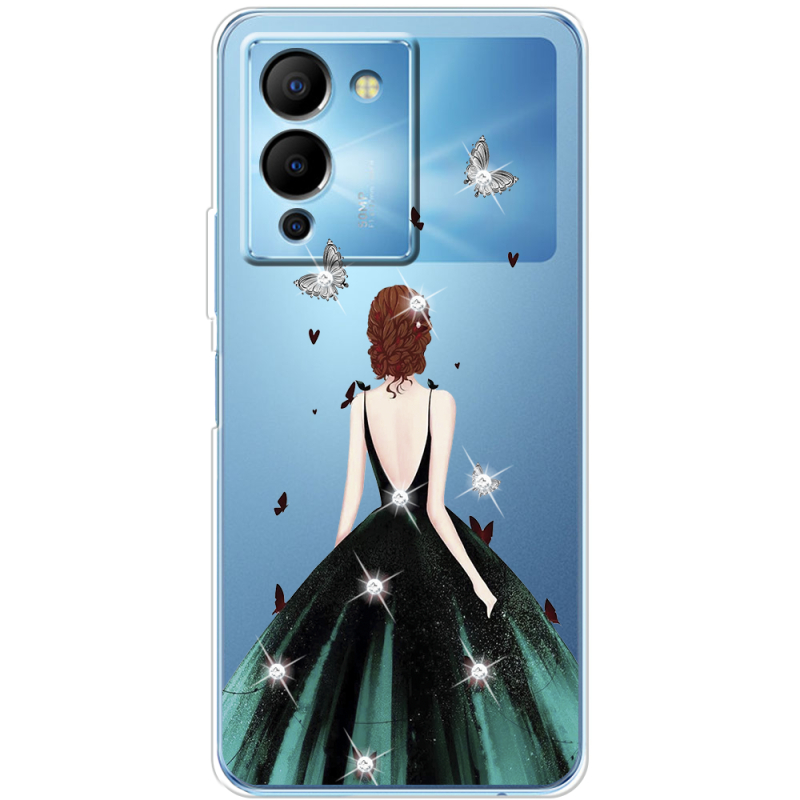 Чехол со стразами Infinix Note 12 (G96) Girl in the green dress