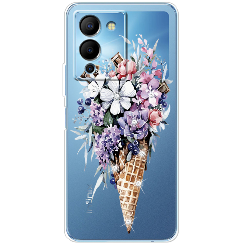 Чехол со стразами Infinix Note 12 (G96) Ice Cream Flowers