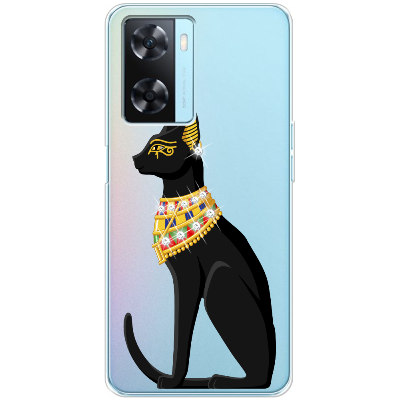 Чехол со стразами OPPO A57s Egipet Cat