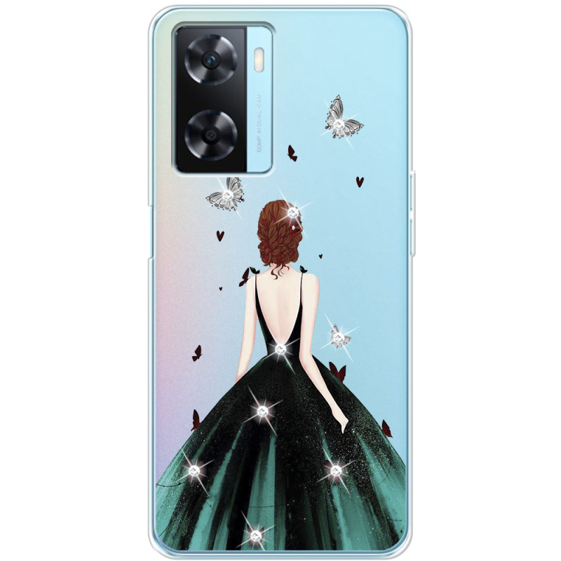 Чехол со стразами OPPO A57s Girl in the green dress