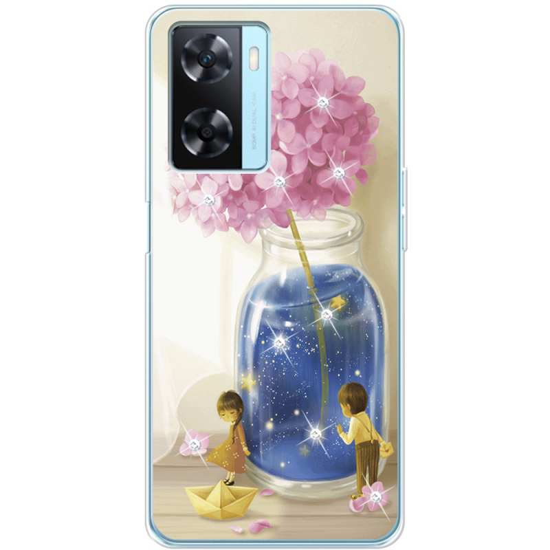 Чехол со стразами OPPO A57s Little Boy and Girl