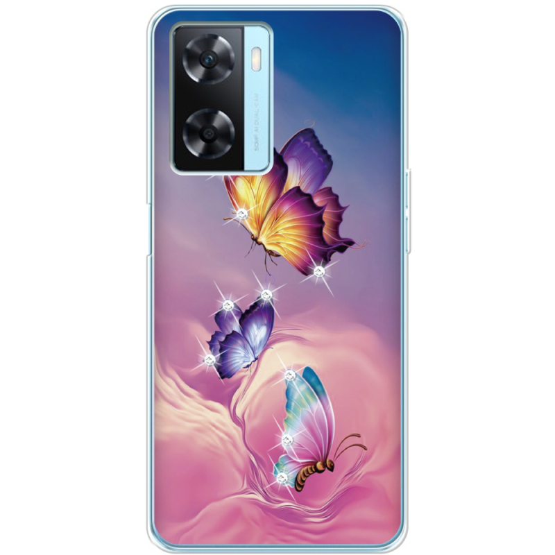 Чехол со стразами OPPO A57s Butterflies