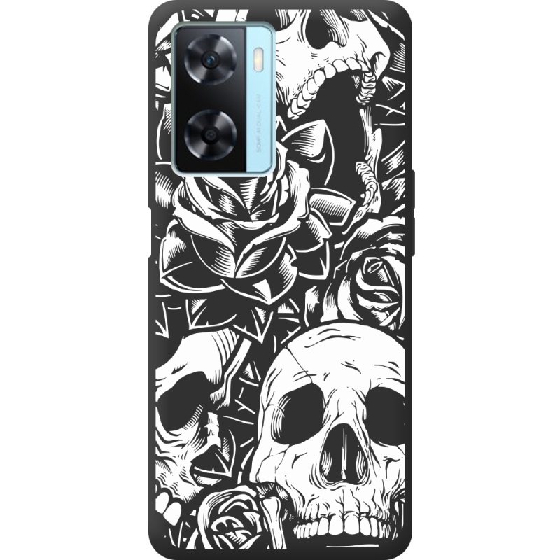 Черный чехол BoxFace OPPO A57s Skull and Roses