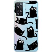 Прозрачный чехол BoxFace OPPO A77 с 3D-глазками Black Kitty