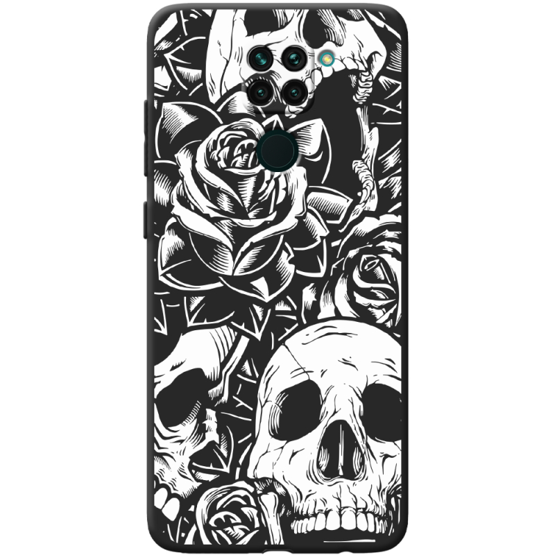 Черный чехол BoxFace Xiaomi Redmi 10x Skull and Roses