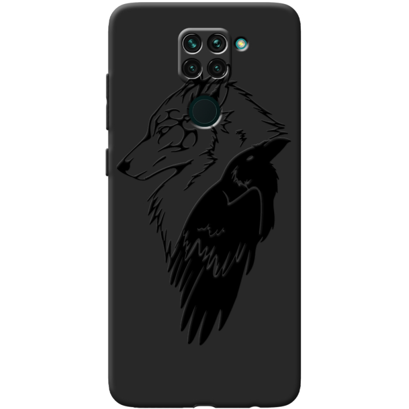 Черный чехол BoxFace Xiaomi Redmi 10x Wolf and Raven