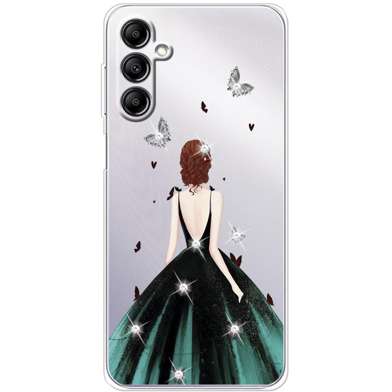 Чехол со стразами Samsung Galaxy A14 5G (A146) Girl in the green dress