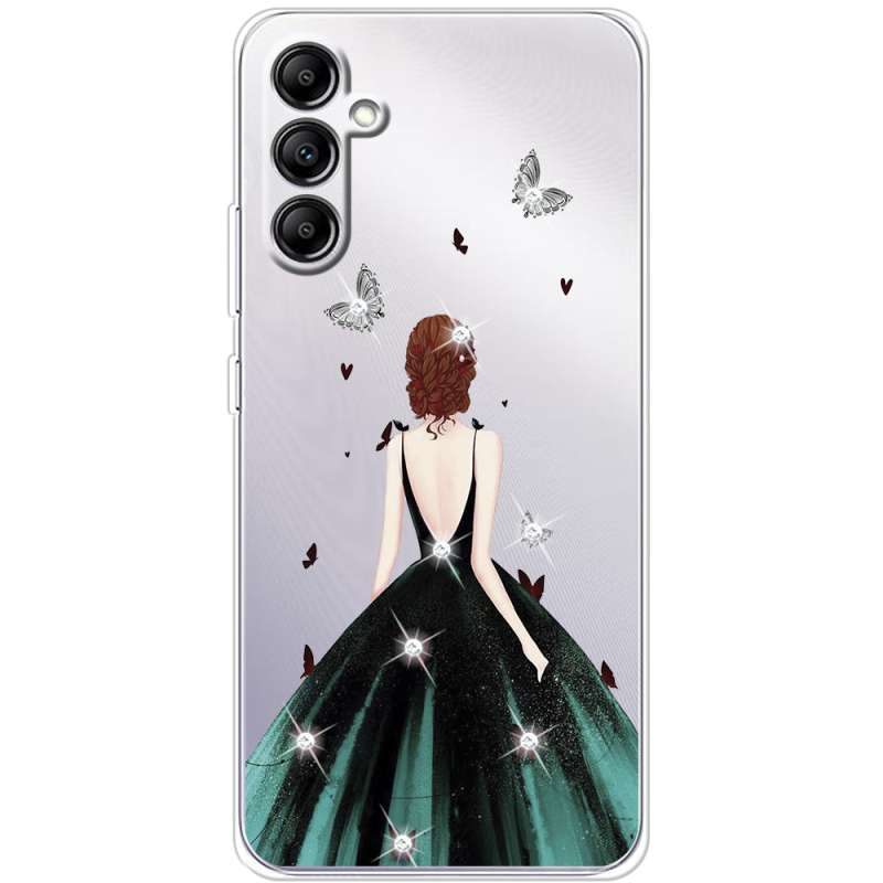 Чехол со стразами Samsung Galaxy A34 5G (A346) Girl in the green dress