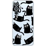 Прозрачный чехол BoxFace Samsung Galaxy A54 5G (A546) с 3D-глазками Black Kitty
