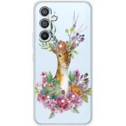Чехол со стразами Samsung Galaxy A54 5G (A546) Deer with flowers