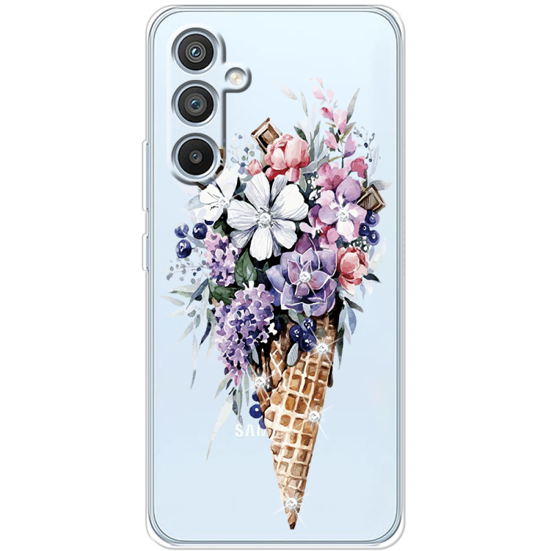 Чехол со стразами Samsung Galaxy A54 5G (A546) Ice Cream Flowers