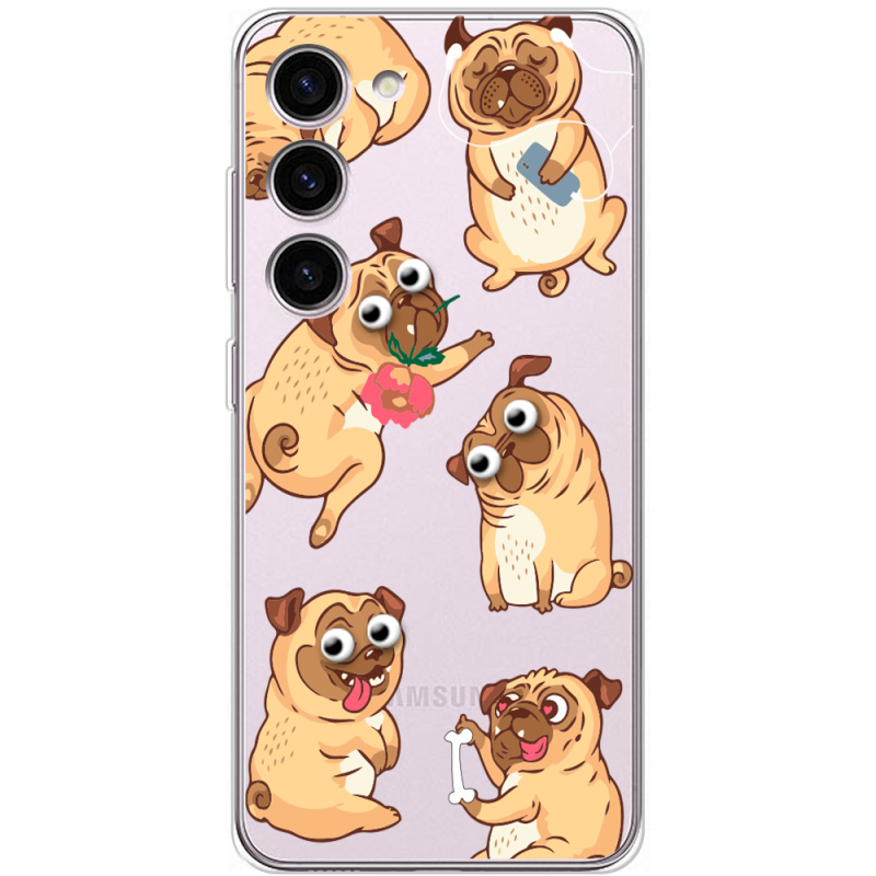 Прозрачный чехол BoxFace Samsung Galaxy S23 (S911) с 3D-глазками Pug