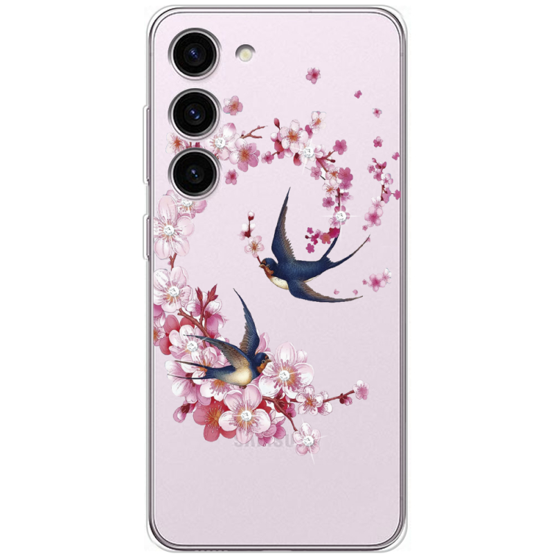 Чехол со стразами Samsung Galaxy S23 (S911) Swallows and Bloom