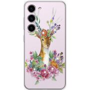 Чехол со стразами Samsung Galaxy S23 (S911) Deer with flowers