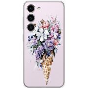 Чехол со стразами Samsung Galaxy S23 (S911) Ice Cream Flowers