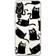 Прозрачный чехол BoxFace Samsung Galaxy S23 Plus (S916) с 3D-глазками Black Kitty