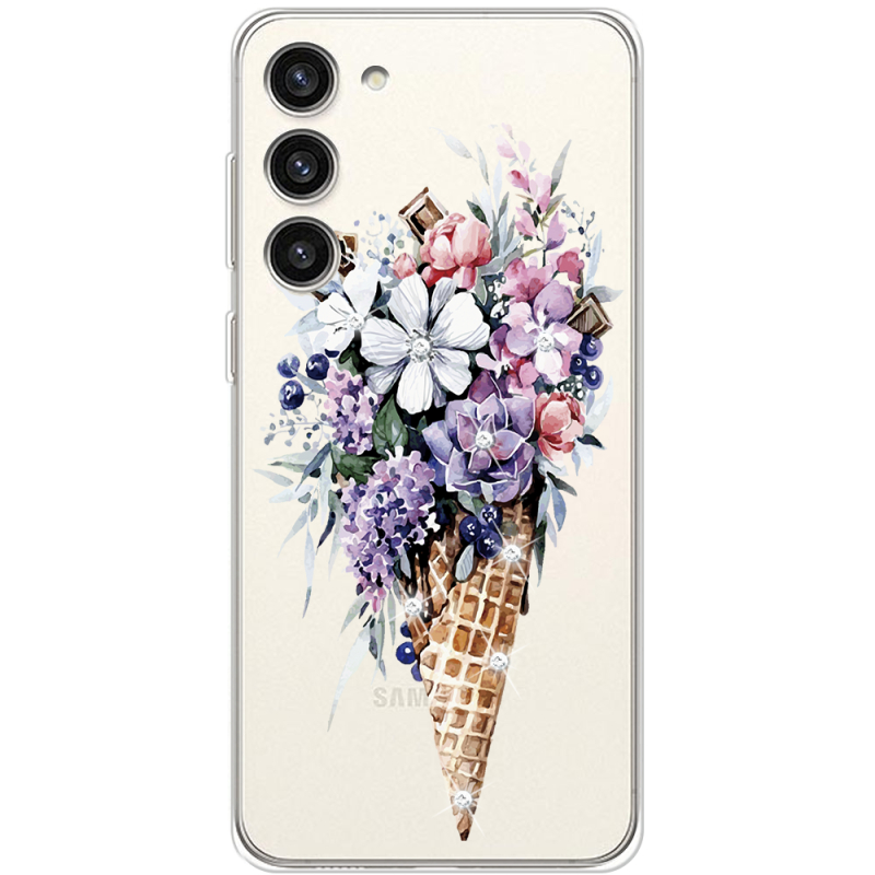 Чехол со стразами Samsung Galaxy S23 Plus (S916) Ice Cream Flowers