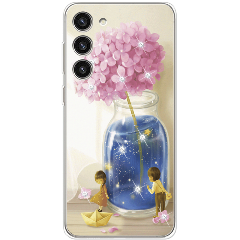 Чехол со стразами Samsung Galaxy S23 Plus (S916) Little Boy and Girl