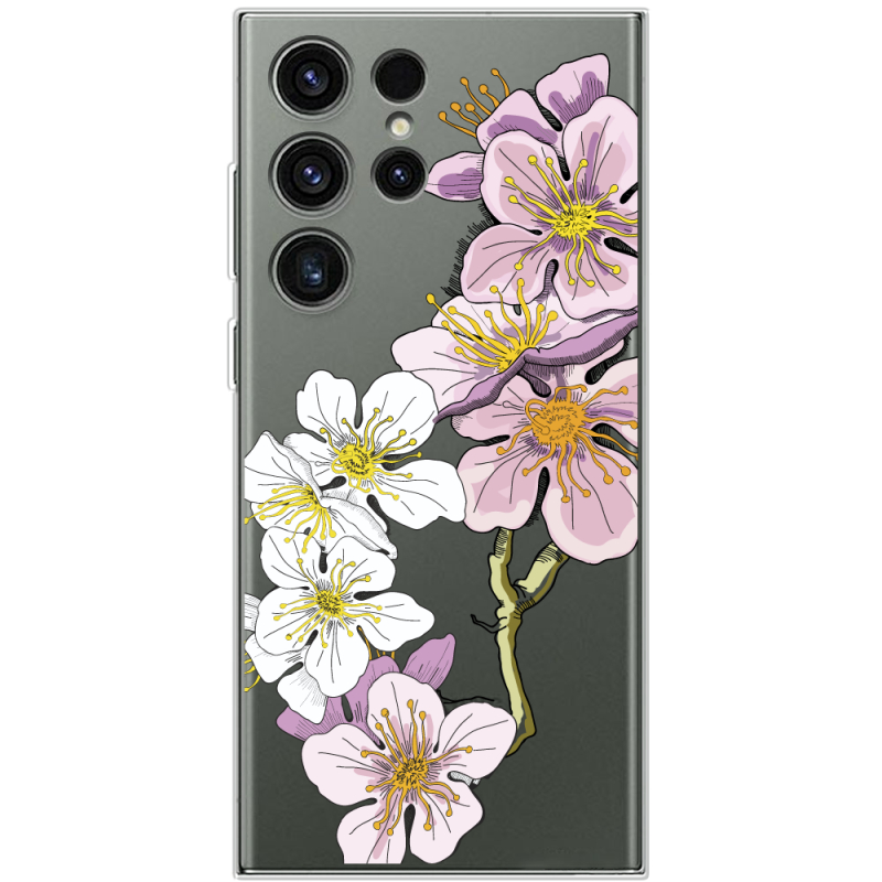 Прозрачный чехол BoxFace Samsung Galaxy S23 Ultra (S918) Cherry Blossom