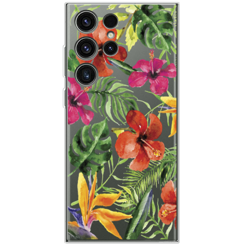 Прозрачный чехол BoxFace Samsung Galaxy S23 Ultra (S918) Tropical Flowers