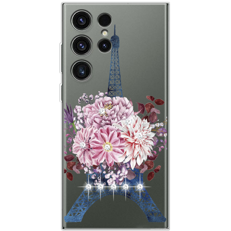 Чехол со стразами Samsung Galaxy S23 Ultra (S918) Eiffel Tower