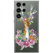 Чехол со стразами Samsung Galaxy S23 Ultra (S918) Deer with flowers