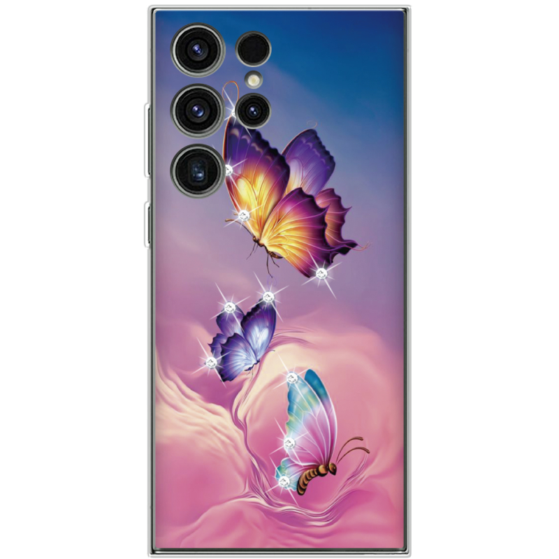 Чехол со стразами Samsung Galaxy S23 Ultra (S918) Butterflies