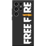 Черный чехол BoxFace Samsung Galaxy S23 Ultra (S918) Free Fire White Logo