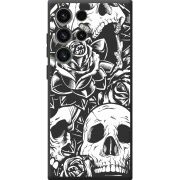 Черный чехол BoxFace Samsung Galaxy S23 Ultra (S918) Skull and Roses