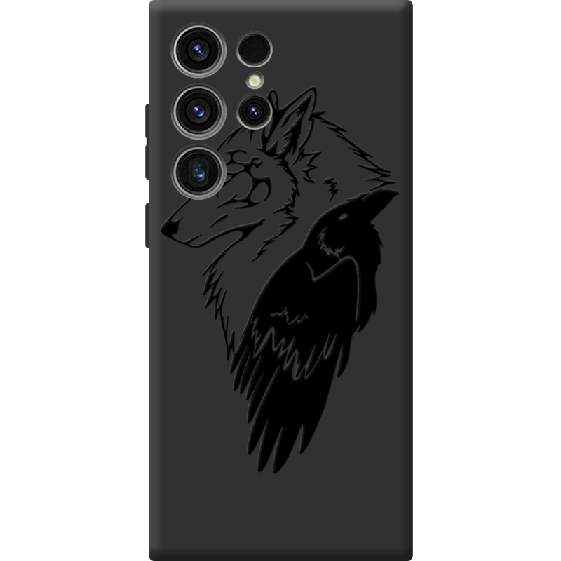 Черный чехол BoxFace Samsung Galaxy S23 Ultra (S918) Wolf and Raven