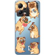 Прозрачный чехол BoxFace Xiaomi Poco X5 5G с 3D-глазками Pug