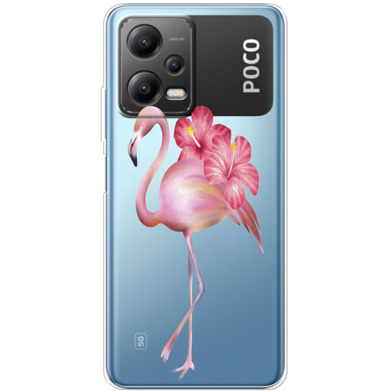 Прозрачный чехол BoxFace Xiaomi Poco X5 5G Floral Flamingo