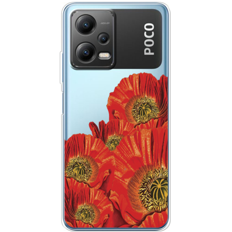 Прозрачный чехол BoxFace Xiaomi Poco X5 5G Red Poppies