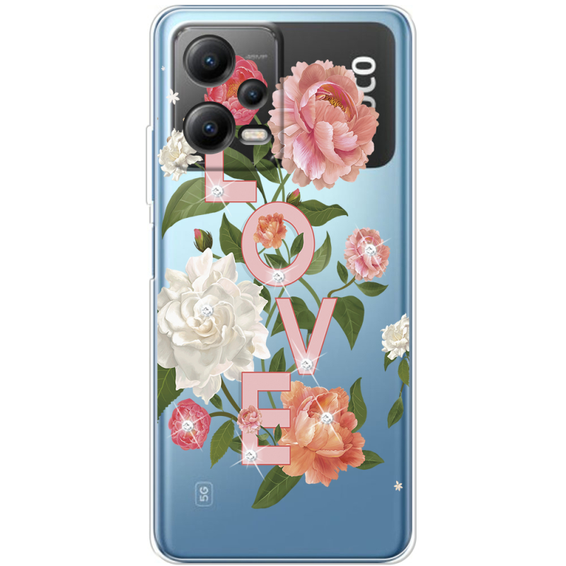 Чехол со стразами Xiaomi Poco X5 5G Love