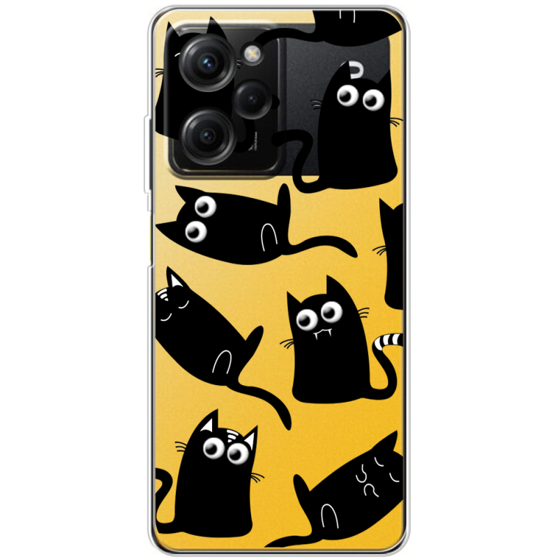 Прозрачный чехол BoxFace Xiaomi Poco X5 Pro 5G с 3D-глазками Black Kitty