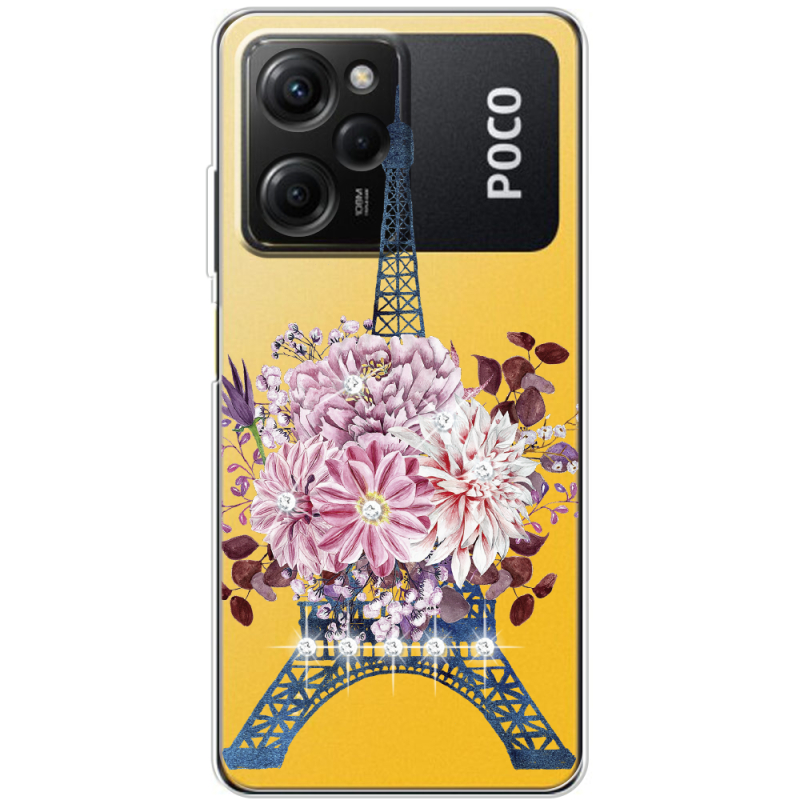 Чехол со стразами Xiaomi Poco X5 Pro 5G Eiffel Tower