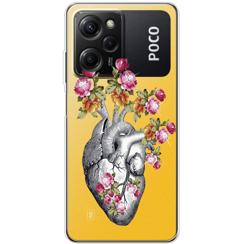 Чехол со стразами Xiaomi Poco X5 Pro 5G Heart