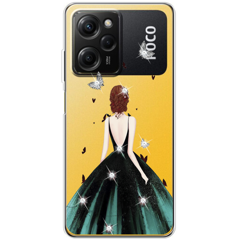 Чехол со стразами Xiaomi Poco X5 Pro 5G Girl in the green dress