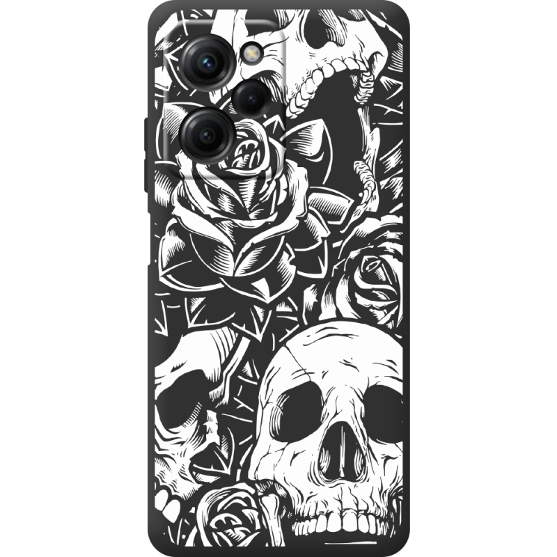 Черный чехол BoxFace Poco X5 Pro 5G Skull and Roses