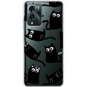 Прозрачный чехол BoxFace ZTE Blade V40 Pro с 3D-глазками Black Kitty