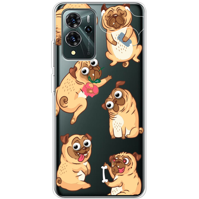 Прозрачный чехол BoxFace ZTE Blade V40 Pro с 3D-глазками Pug