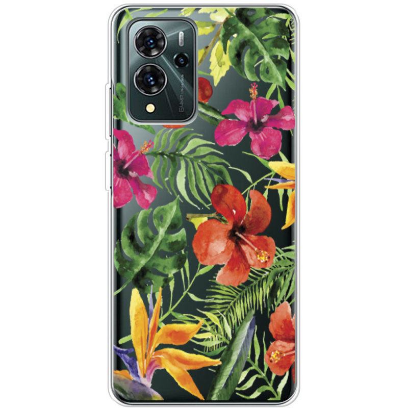 Прозрачный чехол BoxFace ZTE Blade V40 Pro Tropical Flowers