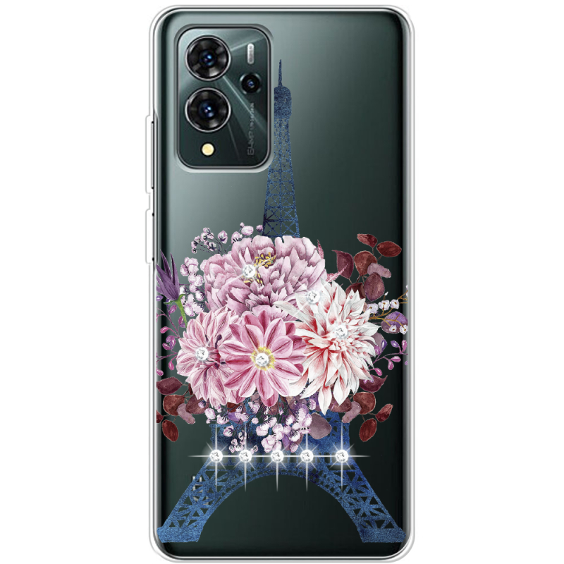 Чехол со стразами ZTE Blade V40 Pro Eiffel Tower