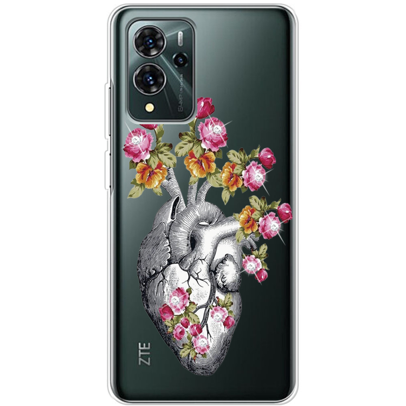 Чехол со стразами ZTE Blade V40 Pro Heart