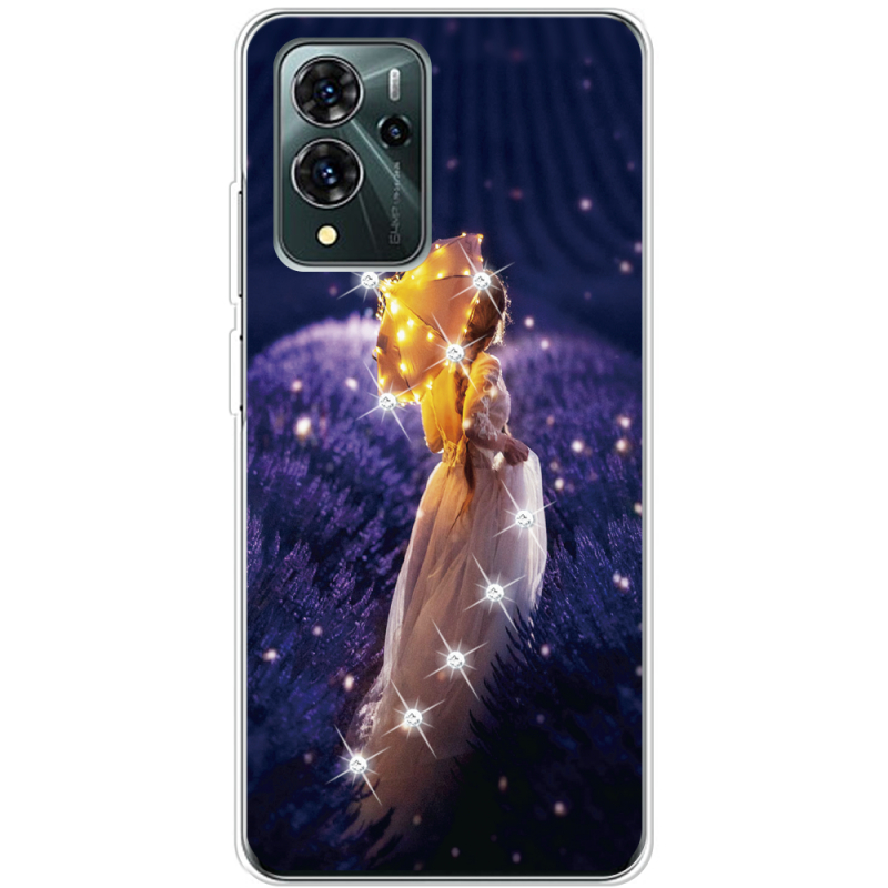 Чехол со стразами ZTE Blade V40 Pro Girl with Umbrella