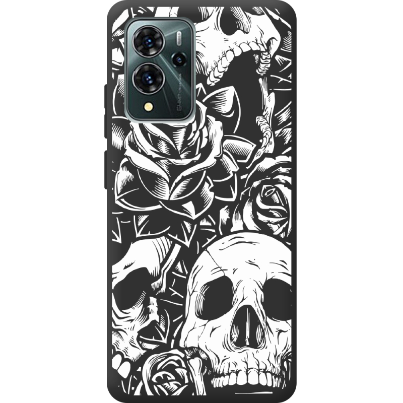 Черный чехол BoxFace ZTE Blade V40 Pro Skull and Roses