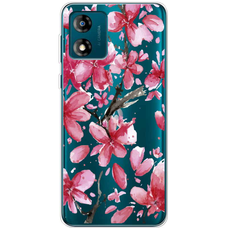 Прозрачный чехол BoxFace Motorola E13 Pink Magnolia