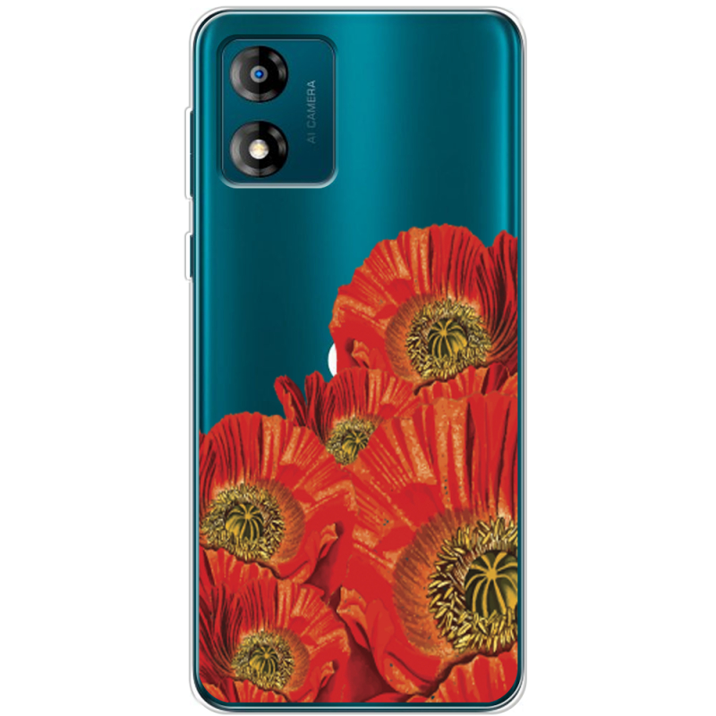 Прозрачный чехол BoxFace Motorola E13 Red Poppies