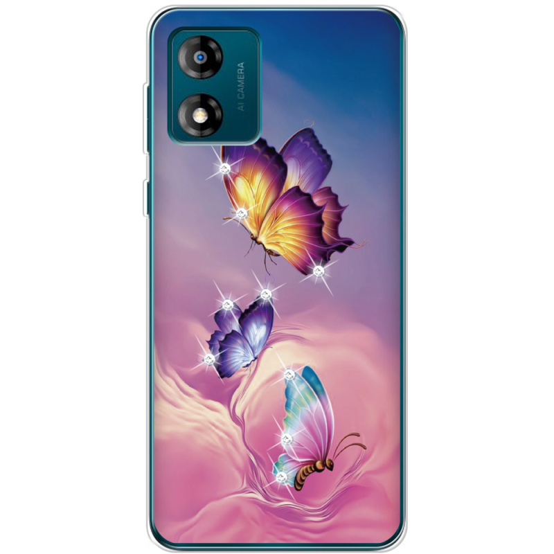 Чехол со стразами Motorola E13 Butterflies