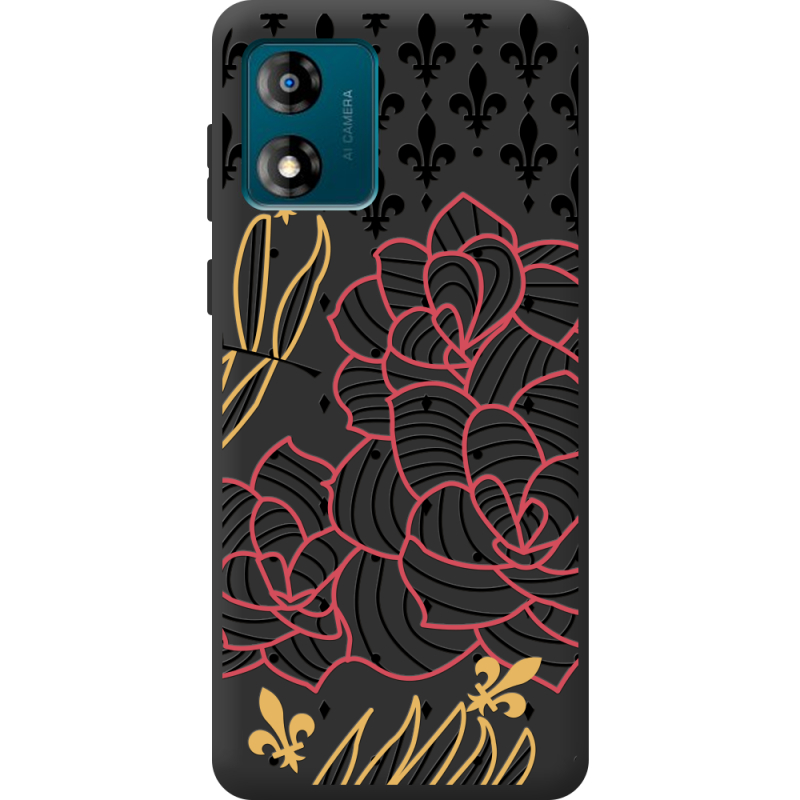 Черный чехол BoxFace Motorola E13 FranceFlowers